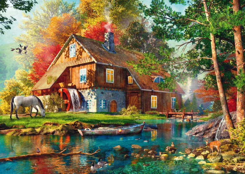 Wassermühle im Herbst