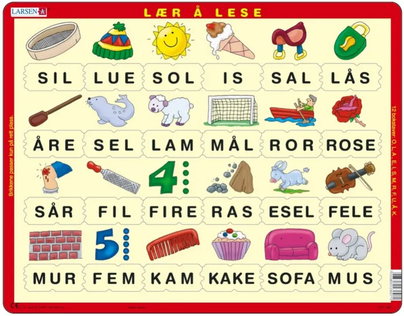Rahmenpuzzle - Lesen lernen (auf Norwegisch)