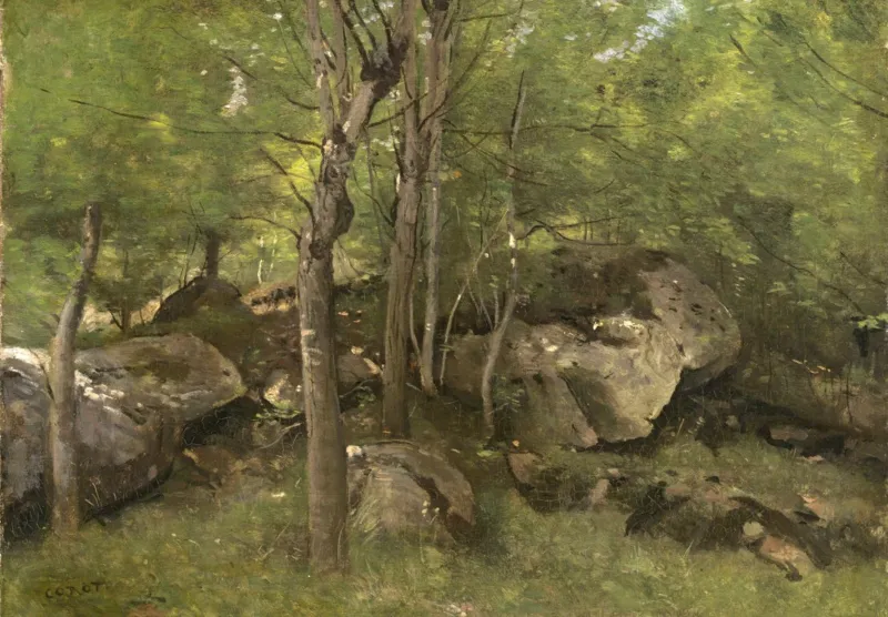 Jean-Baptiste-Camille Corot: Rocks in the Forest of Fontainebleau, 1860-1865