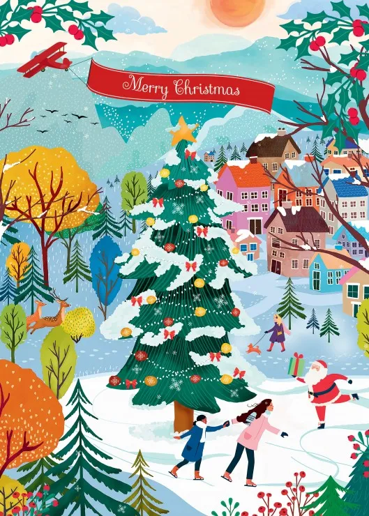 Schlittschuhlaufen zur Weihnachtsfreude