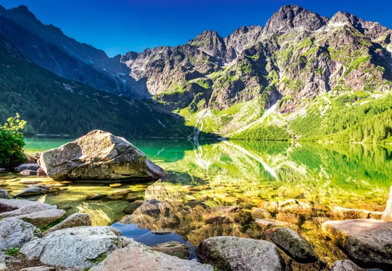 Sonnenaufgang am Morskie Oko, Tatras, Polen