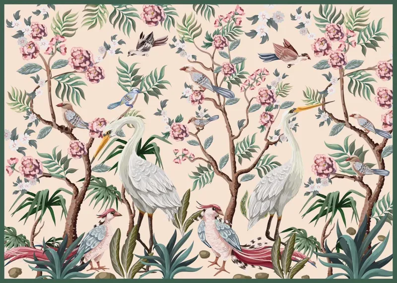 Secret Garden - Silberreiher und Blumen